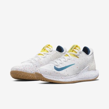 Nike Court Air Zoom Zero - Női Teniszcipő - Fehér/Világos Türkiz/Sárga/Kék